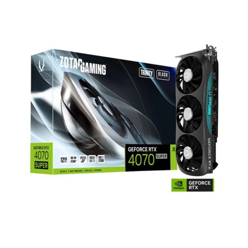 Zotac Gaming GeForce RTX 4070 SUPER Trinity 12GB GDDR6X Graphics Card  ZT-D40720D-10P - Black - كرت الشاشة